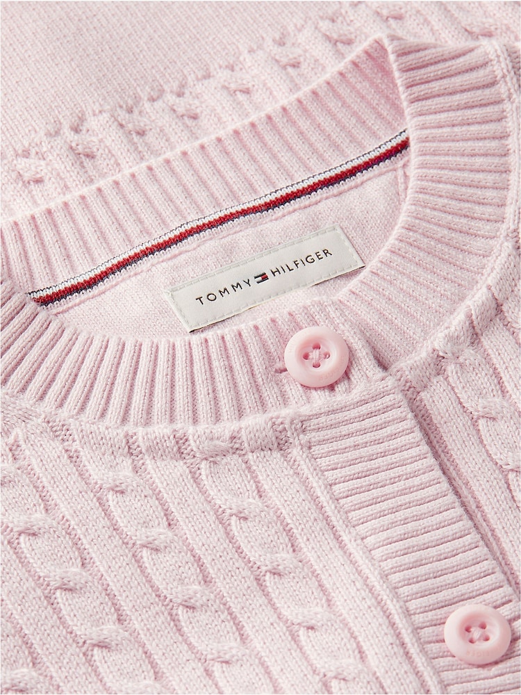 Tommy Hilfiger Pink Relaxed Cable Knit Cardigan - Image 6 of 6 Tommy Hilfiger Pink Relaxed Cable Knit Cardigan - Image 6 of 6