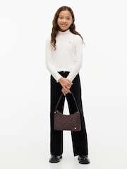 Tommy Hilfiger White Essential Ruffle Ribbed Long Sleeve Top - Image 4 of 6
