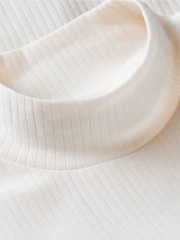 Tommy Hilfiger White Essential Ruffle Ribbed Long Sleeve Top - Image 6 of 6