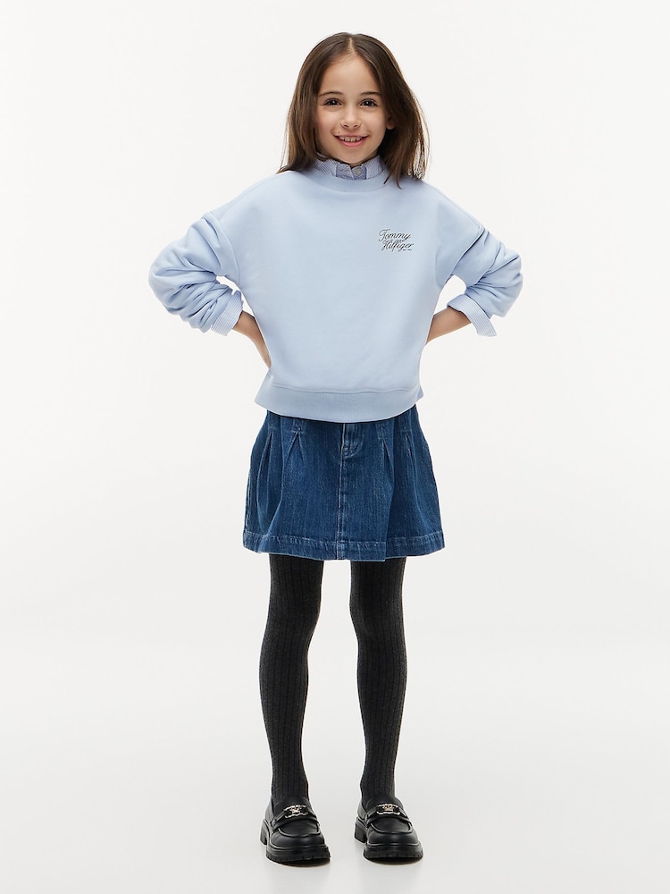 כחול שמיים - Tommy Hilfiger סווטשירט בגזרה נינוחה מבד פרנץ' טרי עם לוגו - תמונה 2 מתוך 6