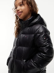 Tommy Hilfiger Black Essential Faux Fur Trim Down Jacket - Image 3 of 6