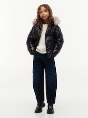 Tommy Hilfiger Black Essential Faux Fur Trim Down Jacket - Image 5 of 6