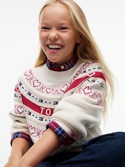 Tommy Hilfiger Cream Intarsia Fair Isle Relaxed Jumper - Image 3 of 5