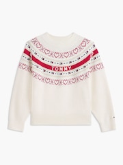 Tommy Hilfiger Cream Intarsia Fair Isle Relaxed Jumper - Image 5 of 5