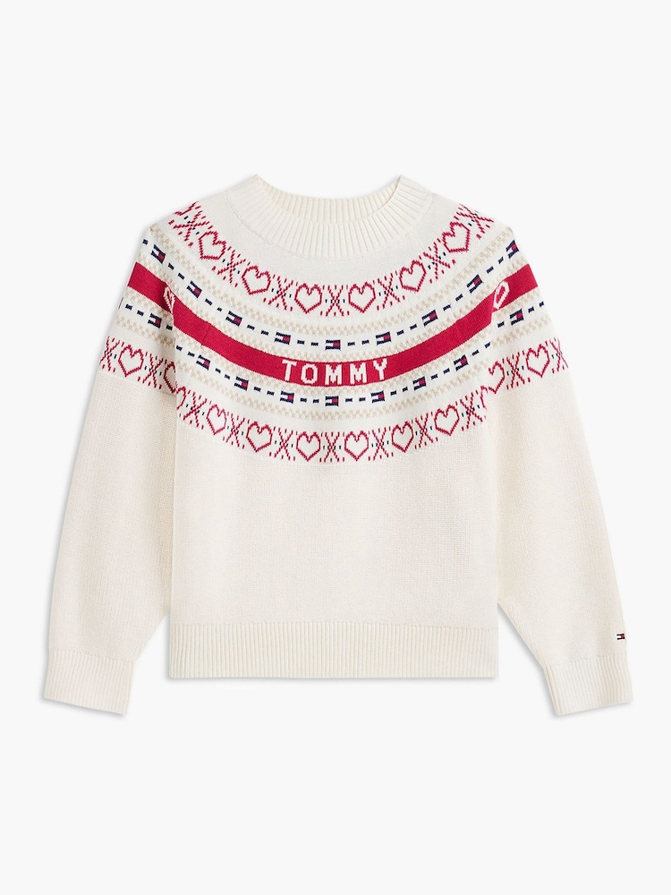 Tommy Hilfiger Cream Intarsia Fair Isle Relaxed Jumper - Image 5 of 5 Tommy Hilfiger Cream Intarsia Fair Isle Relaxed Jumper - Image 5 of 5