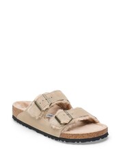 Birkenstock Cream Arizona Suede Shearling Sandals - Image 5 of 6