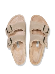 Birkenstock Cream Arizona Suede Shearling Sandals - Image 6 of 6