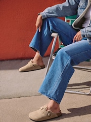 Birkenstock Grey Boston Shearling Suede Clogs - Image 1 of 5