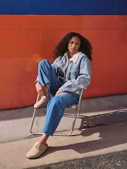 Birkenstock Grey Boston Shearling Suede Clogs - Image 2 of 5