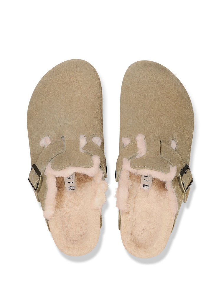 Birkenstock Grey Boston Shearling Suede Clogs - Image 5 of 5