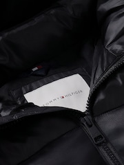 Tommy Hilfiger Black Heritage Shiny Relaxed Hooded Puffer Jacket - Image 6 of 6