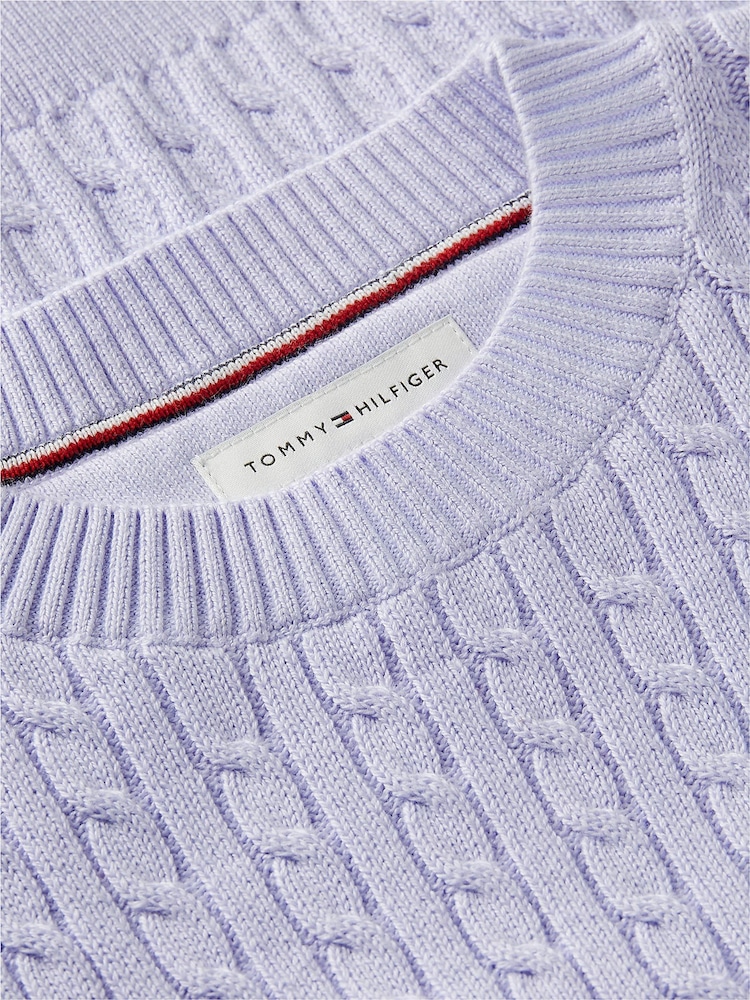 紫色 - Tommy Hilfiger 休閒麻花針織套頭衫 - 圖片 6，共 6
