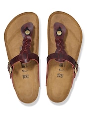 Birkenstock Red Gizeh Braided Oiled Leather Sandals - Image 2 of 3