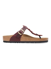 Birkenstock Red Gizeh Braided Oiled Leather Sandals - Image 3 of 3