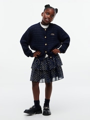 Tommy Hilfiger Blue Metallic Polka Dot Tiered Skirt - Image 2 of 6