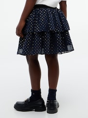 Tommy Hilfiger Blue Metallic Polka Dot Tiered Skirt - Image 4 of 6