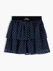 Tommy Hilfiger Blue Metallic Polka Dot Tiered Skirt - Image 5 of 6