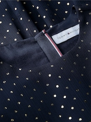 Tommy Hilfiger Blue Metallic Polka Dot Tiered Dress - Image 6 of 6