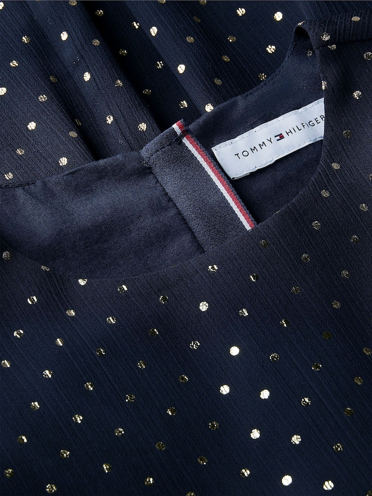 Tommy Hilfiger Blue Metallic Polka Dot Tiered Dress - Image 6 of 6 Tommy Hilfiger Blue Metallic Polka Dot Tiered Dress - Image 6 of 6