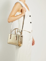 Dune London Gold Dinkydenbeigh Mini Branded Handle Tote Bag - Image 4 of 6