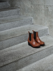 Birkenstock Brown Ebba Slip On Leather Boots - Image 3 of 6