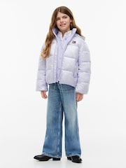 Tommy Hilfiger Purple Heritage Shiny Relaxed Hooded Puffer Jacket - Image 2 of 6