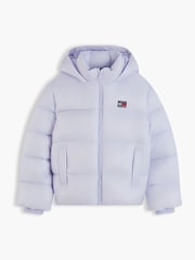 Tommy Hilfiger Purple Heritage Shiny Relaxed Hooded Puffer Jacket - Image 5 of 6