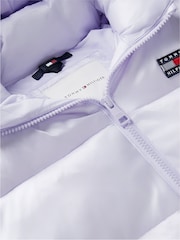 Tommy Hilfiger Purple Heritage Shiny Relaxed Hooded Puffer Jacket - Image 6 of 6