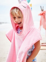 Pink Unicorn Towelling Poncho - Image 3 of 7