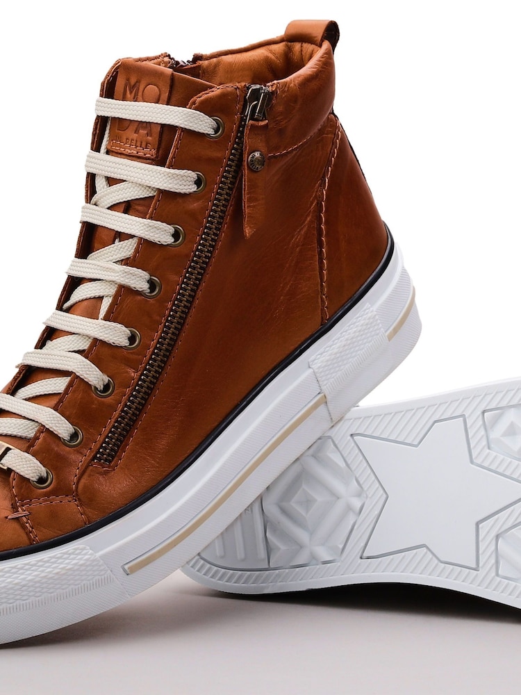 Moda in Pelle Annaken High Top Chunky Lace-Up Leather Trainers - Image 5 of 5