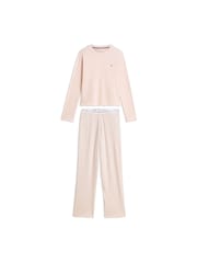 Tommy Hilfiger Pink Signature Logo Waistband Ribbed Pyjama Set - Image 1 of 6