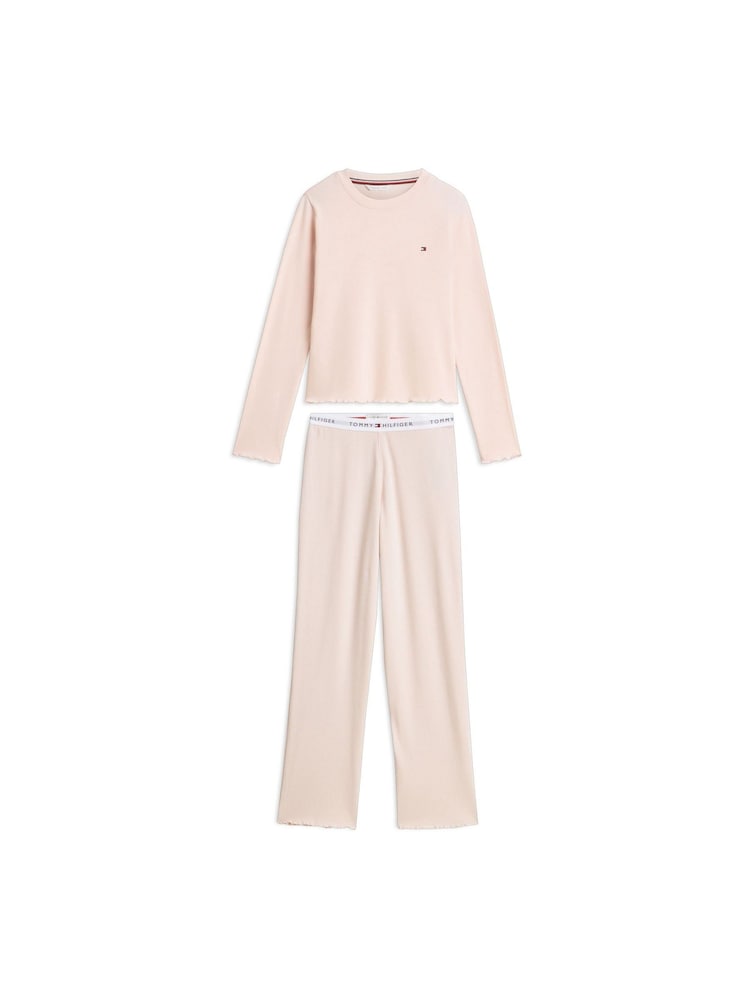 Tommy Hilfiger Pink Signature Logo Waistband Ribbed Pyjama Set - Image 1 of 6 Tommy Hilfiger Pink Signature Logo Waistband Ribbed Pyjama Set - Image 1 of 6