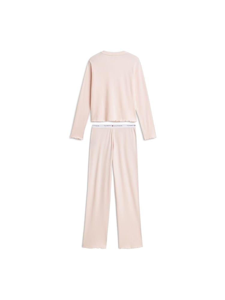 Tommy Hilfiger Pink Signature Logo Waistband Ribbed Pyjama Set - Image 2 of 6 Tommy Hilfiger Pink Signature Logo Waistband Ribbed Pyjama Set - Image 2 of 6