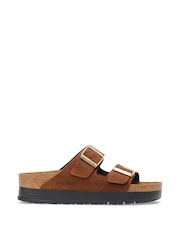 Birkenstock Tan Brown Arizona Platform Flex Nubuck Sandals - Image 3 of 3