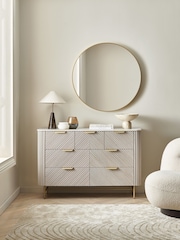 Light Grey Valencia Marble and Mango Wood 7 Drawer Chest of Drawers - Image 1 of 11