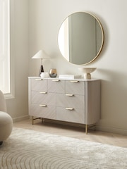 Light Grey Valencia Marble and Mango Wood 7 Drawer Chest of Drawers - Image 2 of 11