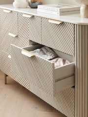 Light Grey Valencia Marble and Mango Wood 7 Drawer Chest of Drawers - Image 3 of 11