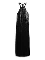 Superdry Black Sequin T-Back Midi Dress - Image 4 of 5
