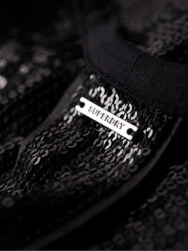 Superdry Black Sequin T-Back Midi Dress - Image 5 of 5