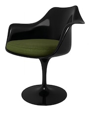 Fusion Living Set of 2 Dark Green Tulip Armchairs with Bouclé Cushions - Image 2 of 5