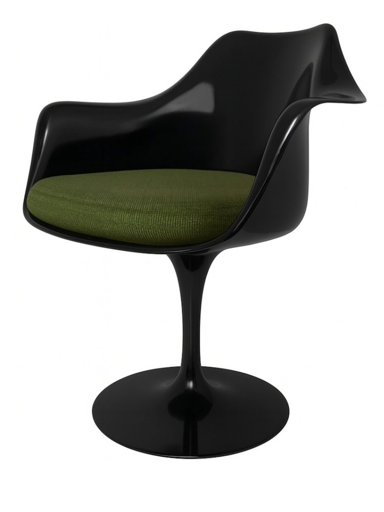 Fusion Living Set of 2 Dark Green Tulip Armchairs with Bouclé Cushions - Image 2 of 5