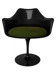 Fusion Living Set of 2 Dark Green Tulip Armchairs with Bouclé Cushions - Image 3 of 5