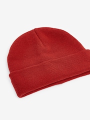 Brick Red Flat Knit Beanie Hat (3mths-16yrs) - Image 2 of 2