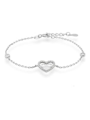 Beaverbrooks Silver Cubic Zirconia Infinity Heart Bracelet - Image 1 of 3