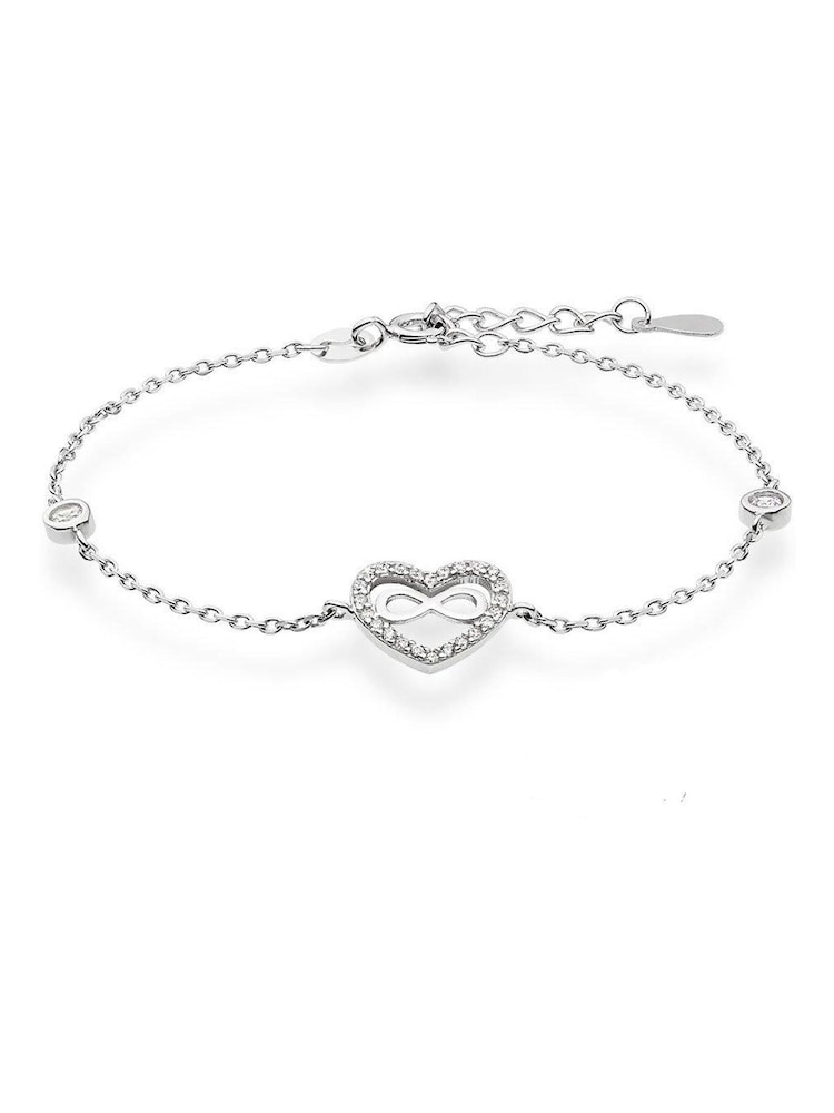 Beaverbrooks Silver Cubic Zirconia Infinity Heart Bracelet - Image 1 of 3