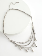 Silver Tone Multi Layered Sparkle Spike Drop Necklace - Image 2 of 3