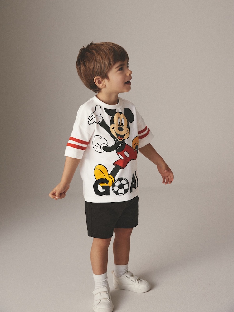 White 100% Cotton Mickey Football Short Sleeve T-Shirt (6mths-8yrs) - Image 2 of 9
