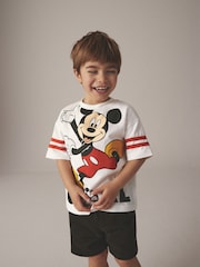 White 100% Cotton Mickey Football Short Sleeve T-Shirt (6mths-8yrs) - Image 4 of 9