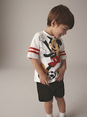 White 100% Cotton Mickey Football Short Sleeve T-Shirt (6mths-8yrs) - Image 5 of 9