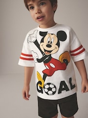 White 100% Cotton Mickey Football Short Sleeve T-Shirt (6mths-8yrs) - Image 6 of 9